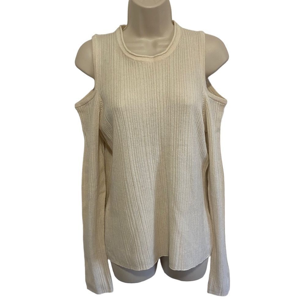 ELIE TAHARI Cold Shoulder Ribbed Sweater